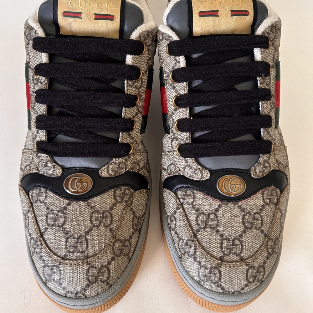 GUCCI Men's Screener Sneaker GG Monogram Beige Ebony Size 9.5 (US) NIB 674530 - Picture 8 of 12